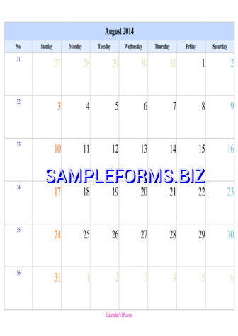 August 2014 Calendar 2 pdf free
