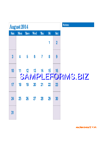 August 2014 Calendar 3